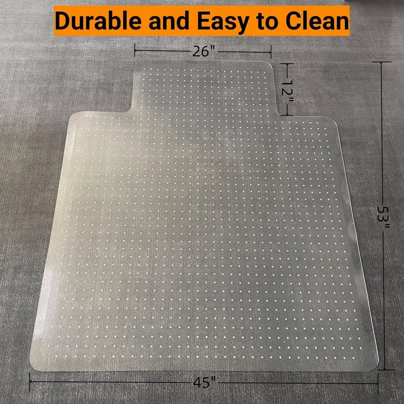 CAICFYIN 45"x 53"x0.1" Office Chair Mat for Carpet,Slip Resistant Heavy Duty Under Desk Protector Carpeted Floors,Easy Glide Rolling Floor Mat for Office Chair with Extended Lip - Image 2